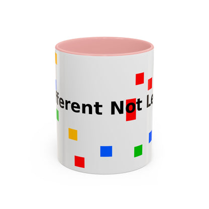 Accent Coffee Mug — 'Different Not Less' Pride-Inclusive Color Block Design (11/15oz)