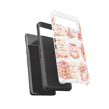 Faith Floral Phone Case – Christian Inspirational Scripture iPhone Cover (Choose Joy, Pray, Faith)