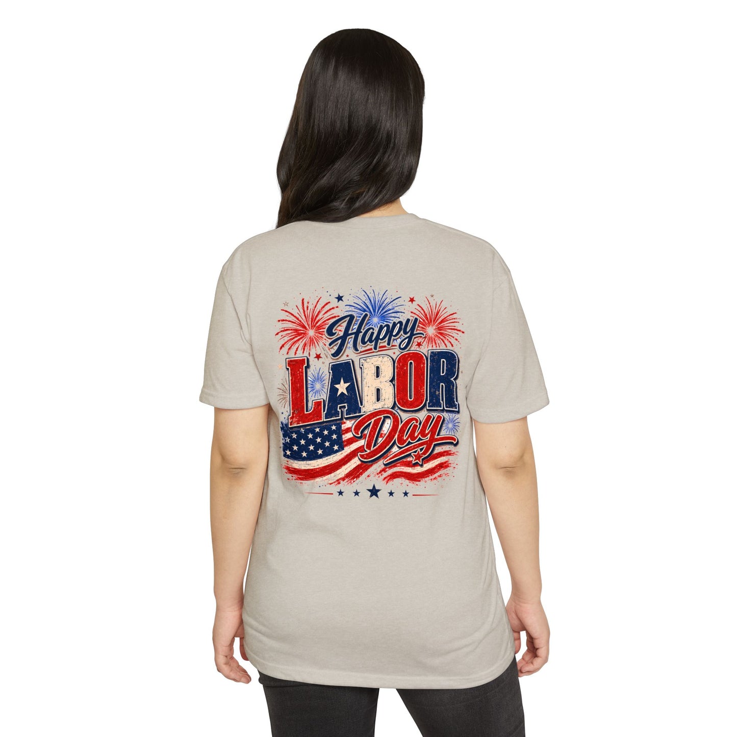 Labor Day T-Shirt — "Happy Labor Day" Patriotic Fireworks Tee