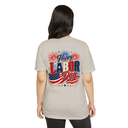 Labor Day T-Shirt — "Happy Labor Day" Patriotic Fireworks Tee