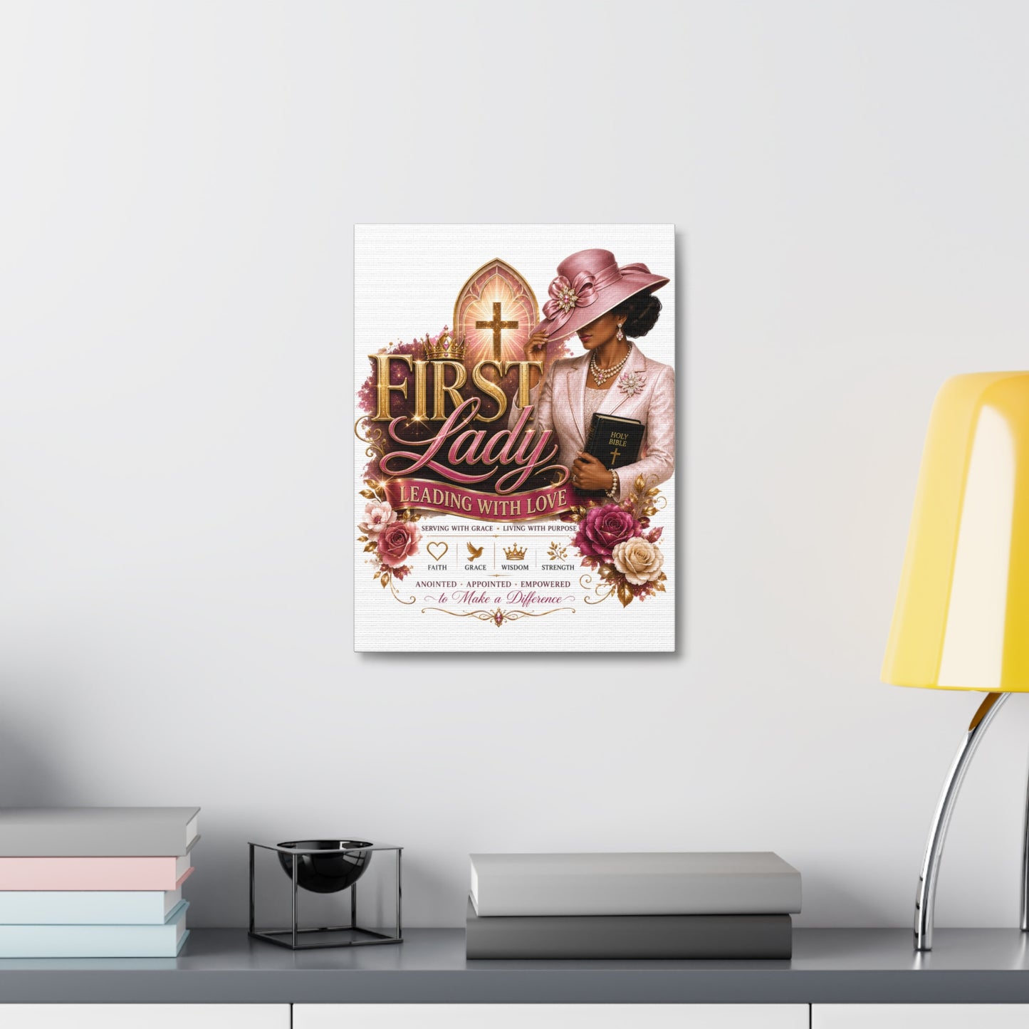 First Lady Leading With Love Canvas Wall Art — Faith-Based Church Decor