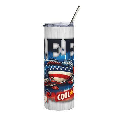20oz Stainless Tumbler — American Flag Fish Fishing Cooler Travel Cup