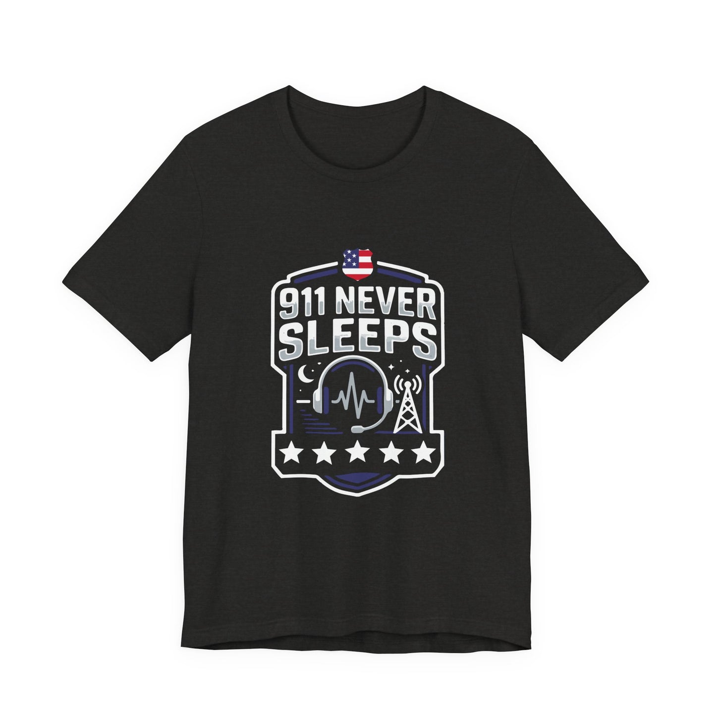 911 Never Sleeps Tee — Emergency Dispatcher / First Responder Tribute Shirt
