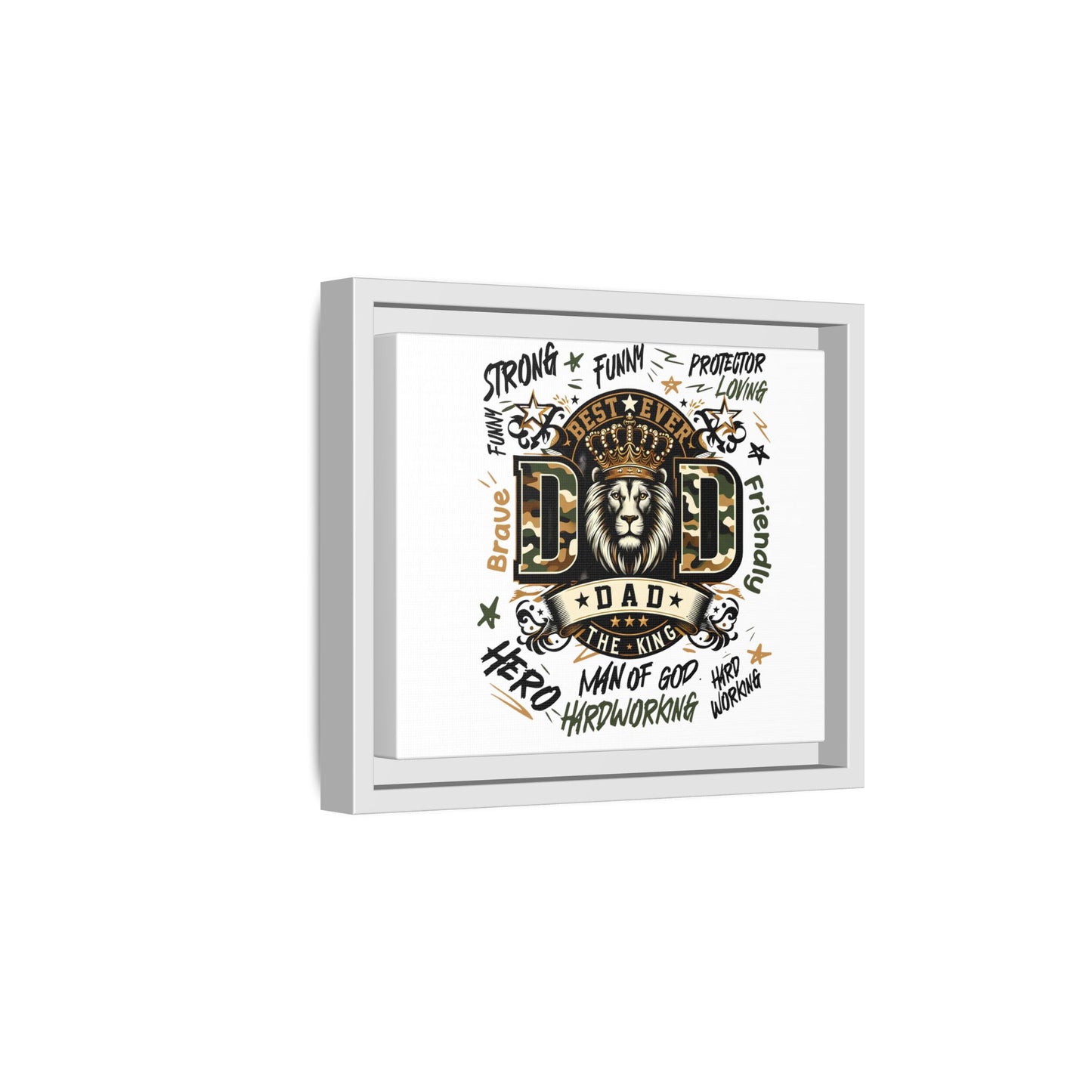 Framed Matte Canvas 'Best Ever DAD' Wall Art – Lion King Design, Father’s Day Gift