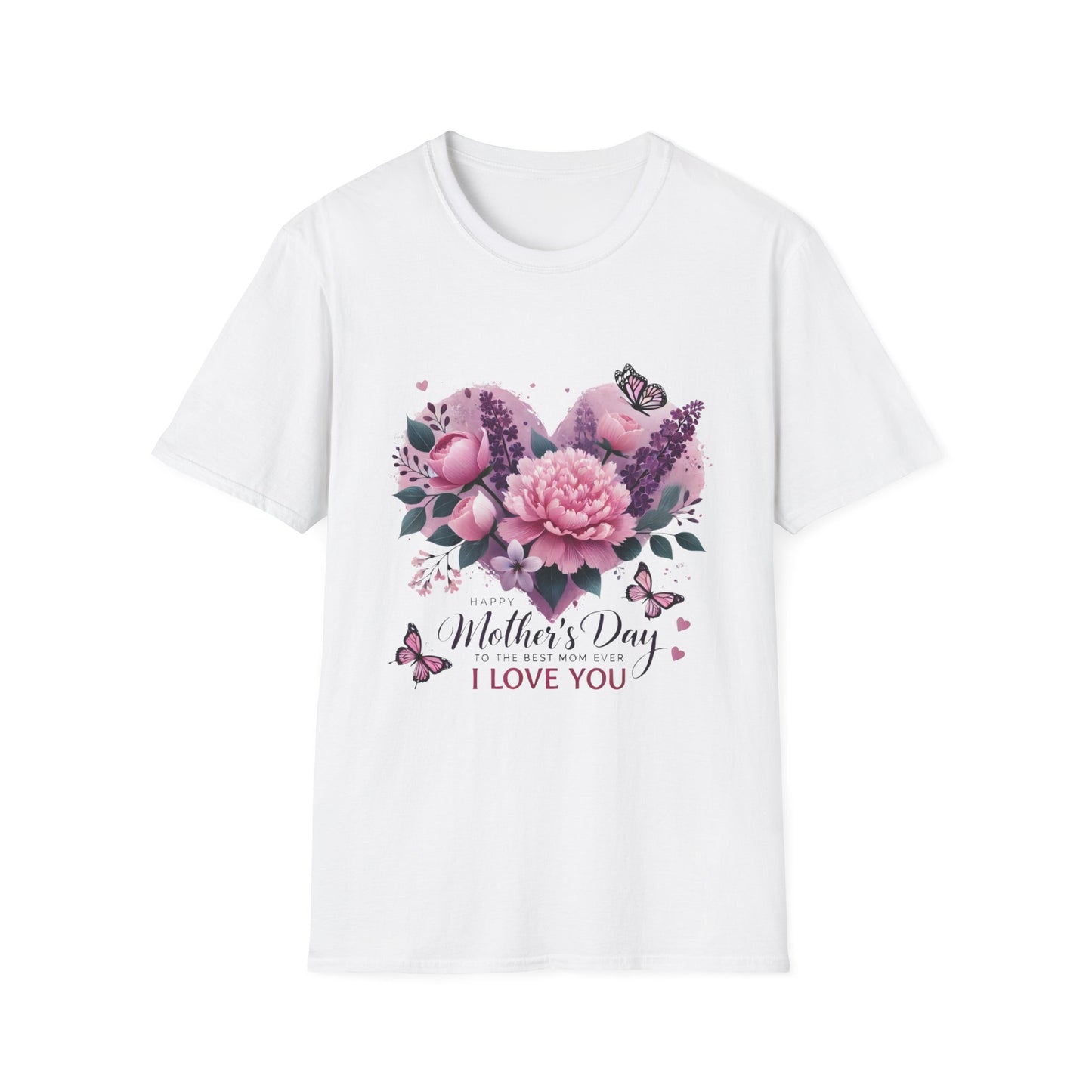 Mother's Day Floral T-Shirt — "Mother's Day I Love You" Heart Bouquet