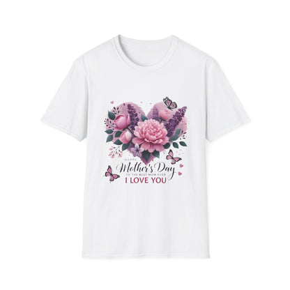 Mother's Day Floral T-Shirt — "Mother's Day I Love You" Heart Bouquet