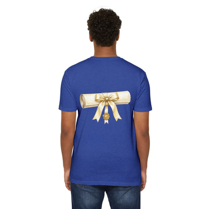 Graduation Scroll T-Shirt — Gold Ribbon Diploma Tee