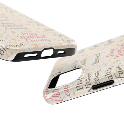 Pray Without Ceasing Phone Case | Christian floral iPhone Case