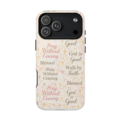 Christian Faith Magnetic Phone Case — "Pray Without Ceasing" Patterned Tough Case