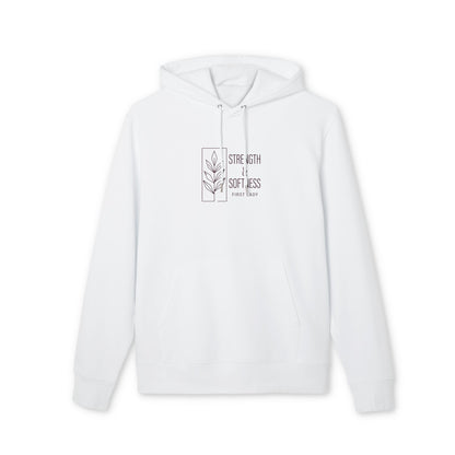 Strength & Softness Hoodie — Minimal Floral Graphic Pullover ("Strength & Softness")