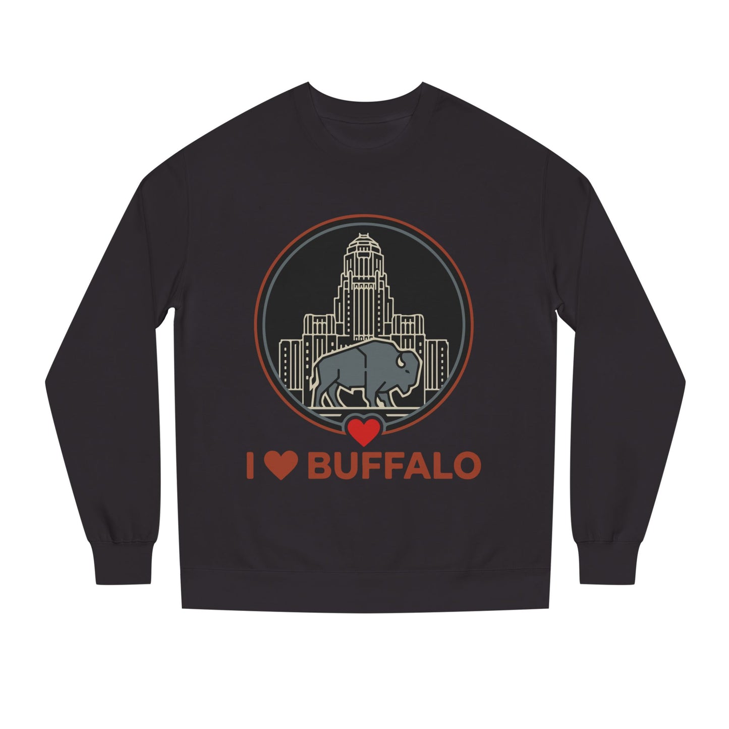 I  Buffalo Sweatshirt — Buffalo Skyline & Bison Graphic Crewneck