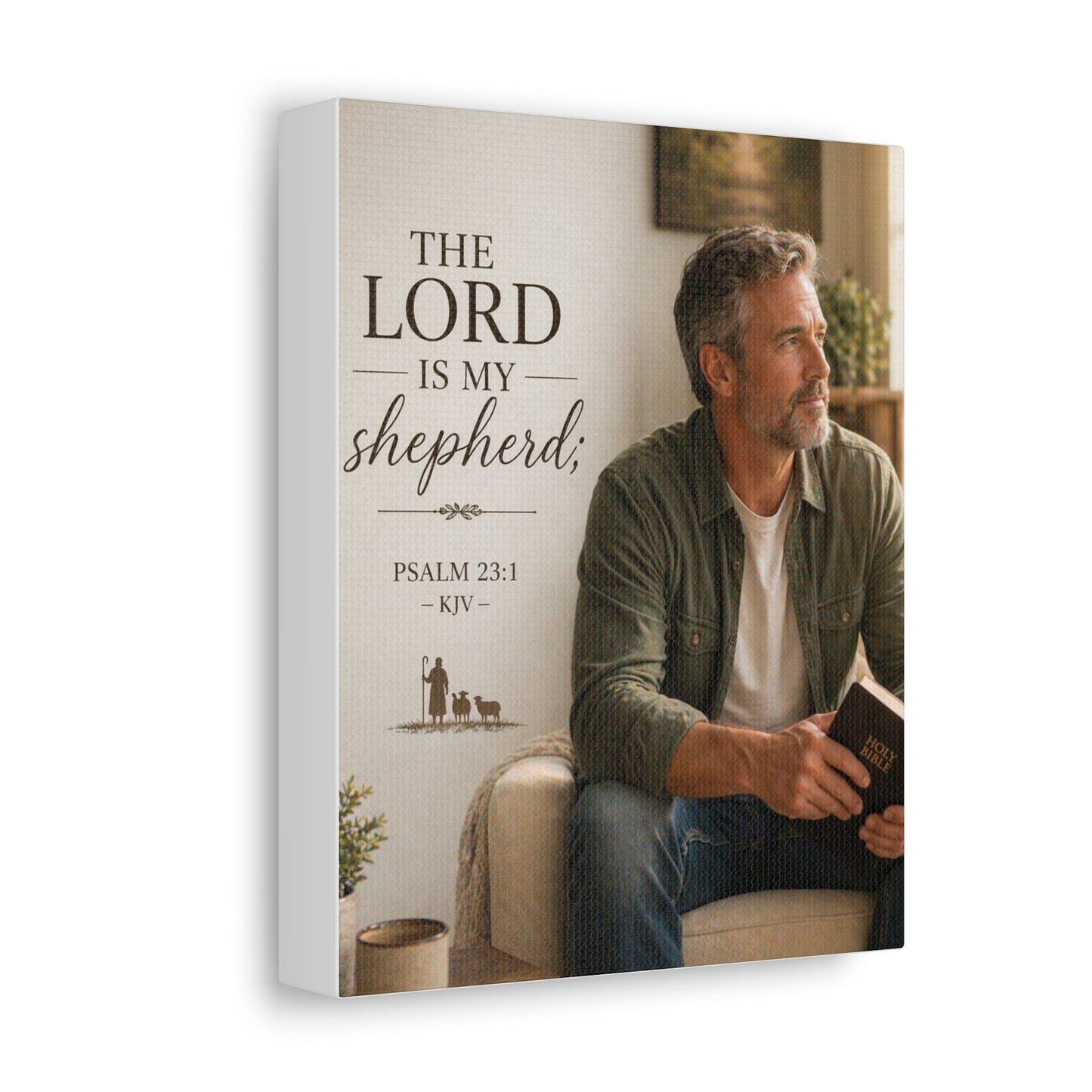 Stretched Canvas - "The Lord Is My Shepherd" Psalm 23:1 Christian Wall Art