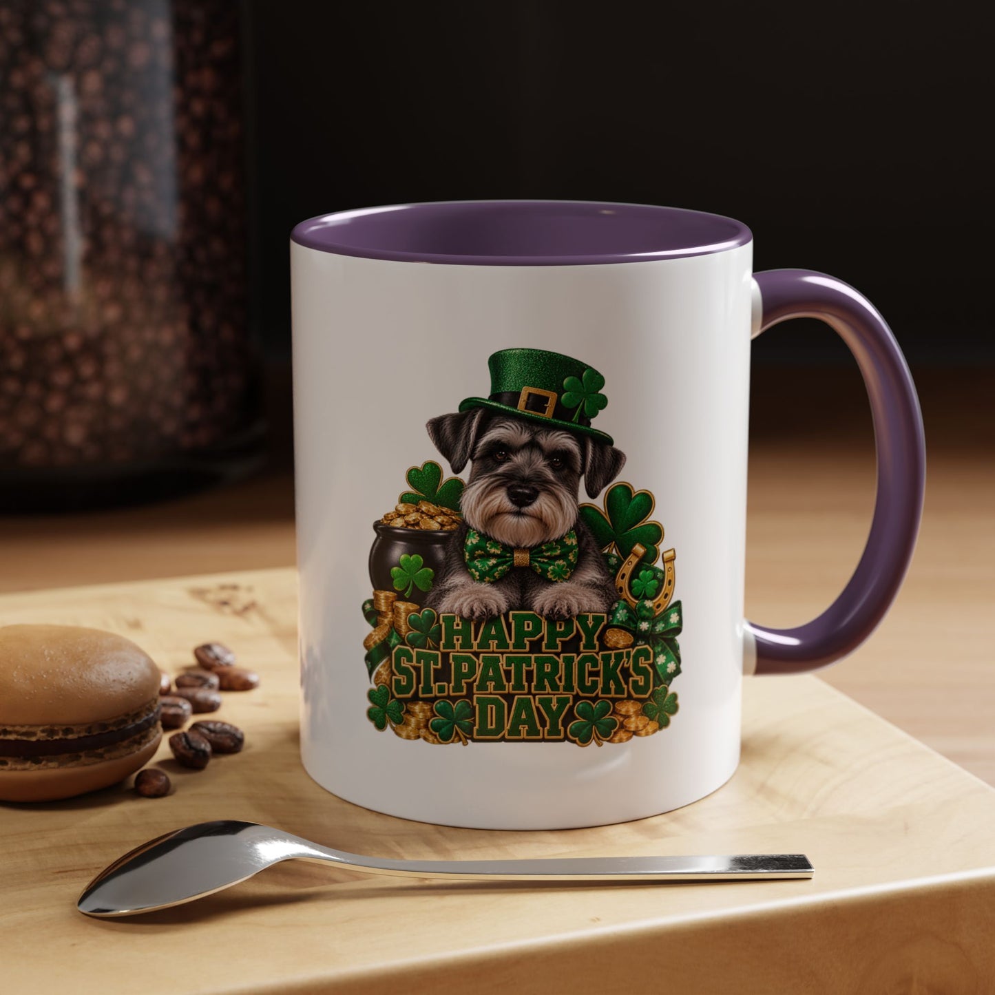 St. Patrick's Day Schnauzer Coffee Mug – Happy St. Patrick's Day Accent Mug