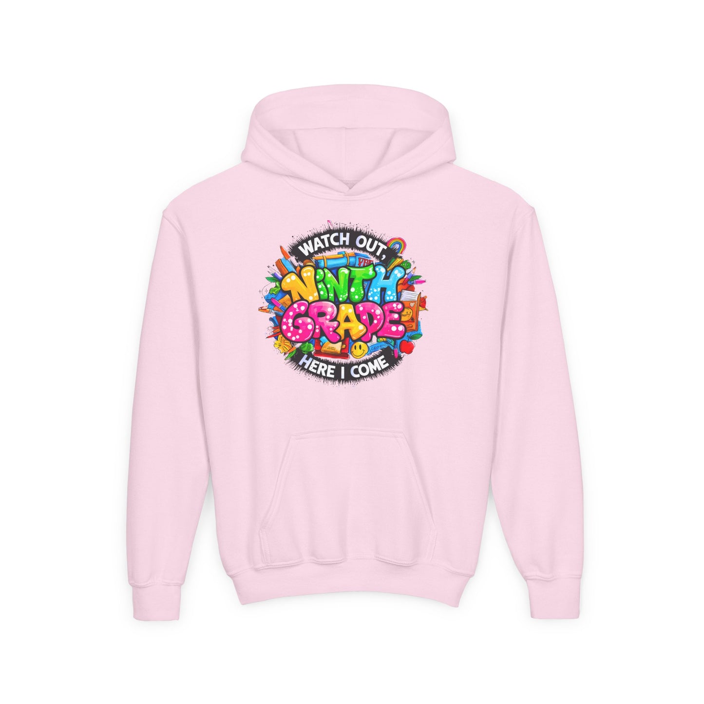 Kids' 4th Grade Hoodie – "Watch Out 4th Grade Here I Come" Colorful Back-to-School Sweatshirt