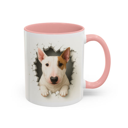 Bull Terrier Coffee Mug — Cute Dog Peeking Accent Mug (11/15oz)