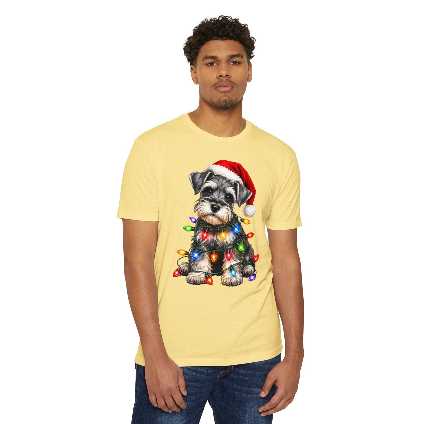 Schnauzer Puppy in Christmas Lights Tee