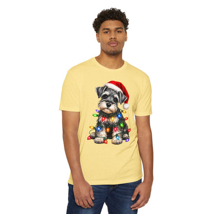 Schnauzer Puppy in Christmas Lights Tee