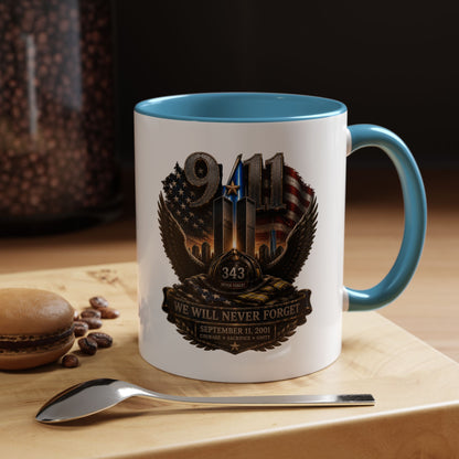 9/11 Memorial Coffee Mug - 'We Will Never Forget' Tribute Accent Mug