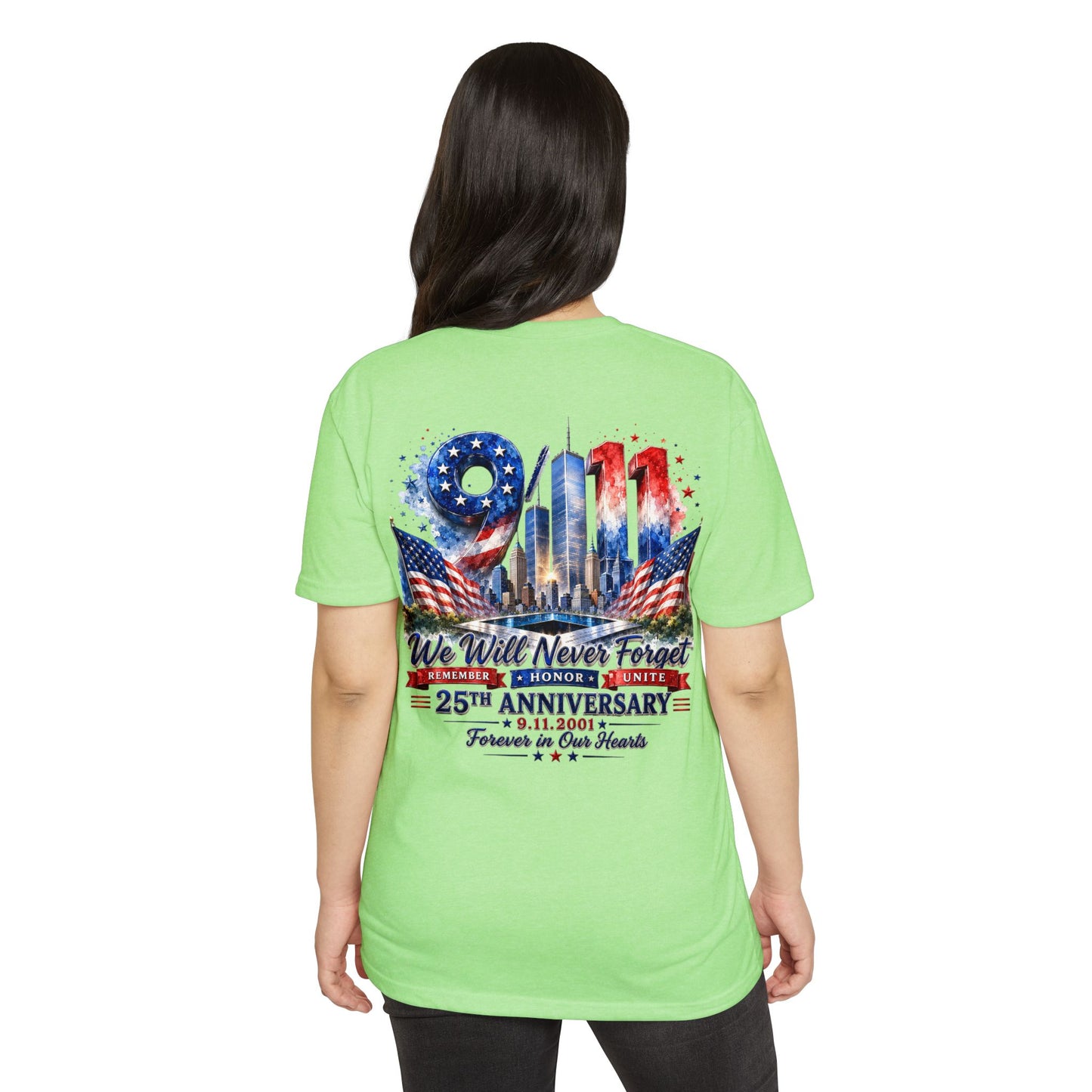 9/11 We Will Never Forget 25th Anniversary Memorial T-Shirt