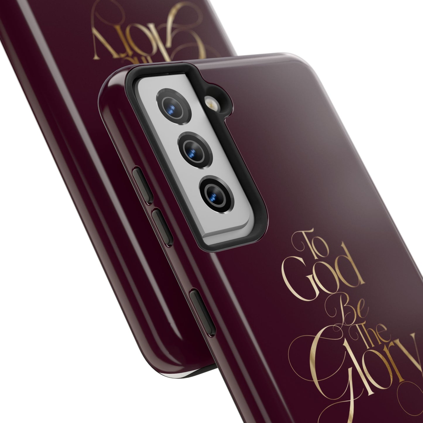 To God Be The Glory Tough Phone Case — Burgundy Gold Christian Scripture Cover