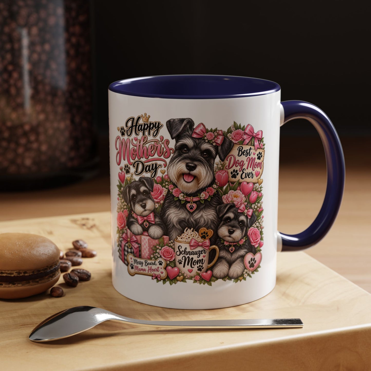 Mother's Day Schnauzer Coffee Mug — "Best Dog Mom Ever" Accent Mug (11/15oz)