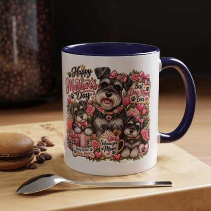 Mother's Day Schnauzer Coffee Mug — "Best Dog Mom Ever" Accent Mug (11/15oz)