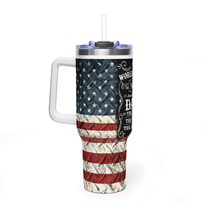 40oz Vacuum Tumbler - "World's Best No.1 Dad" American Flag Travel Mug