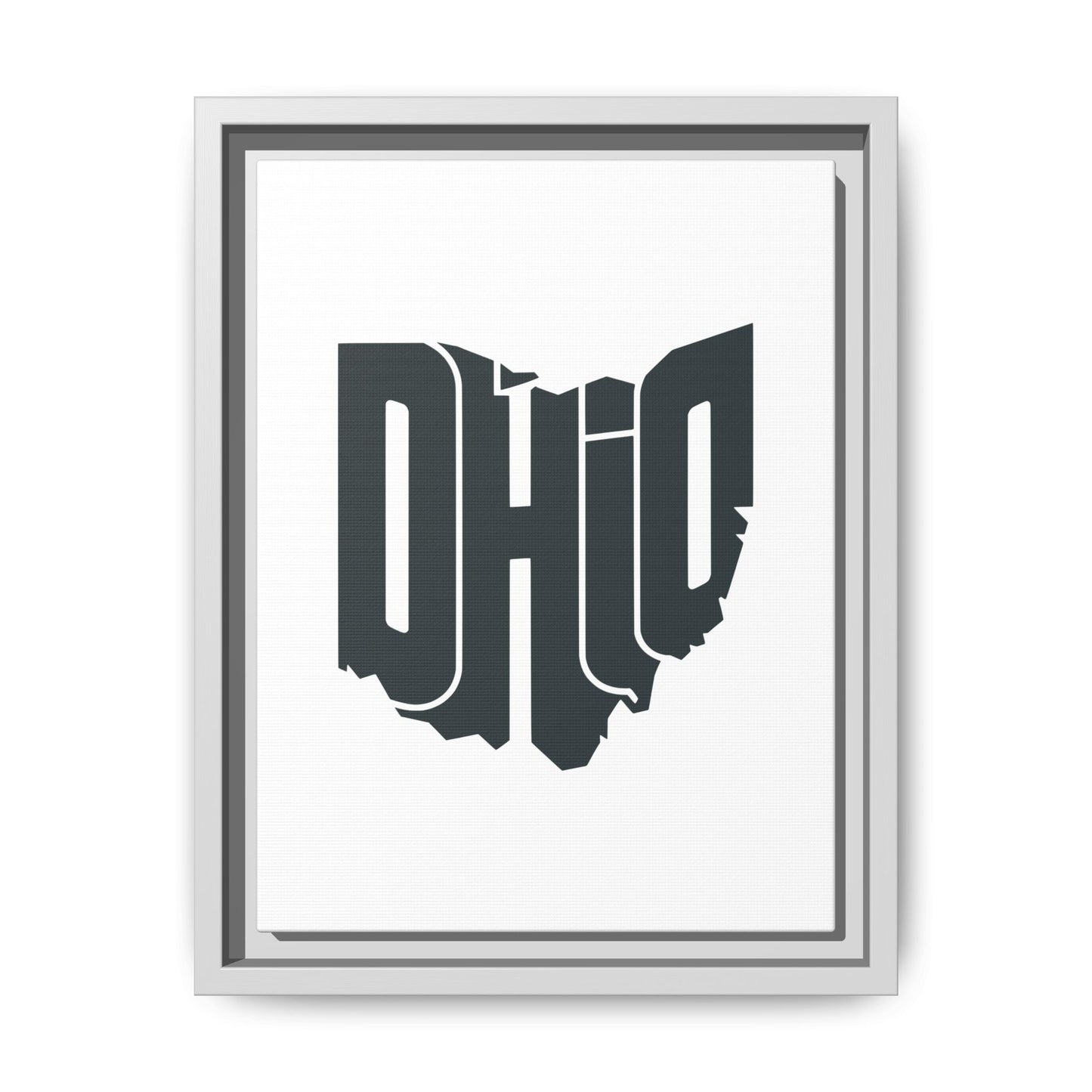 Ohio State Shape Matte Canvas Wall Art — Framed Modern State Typography Print