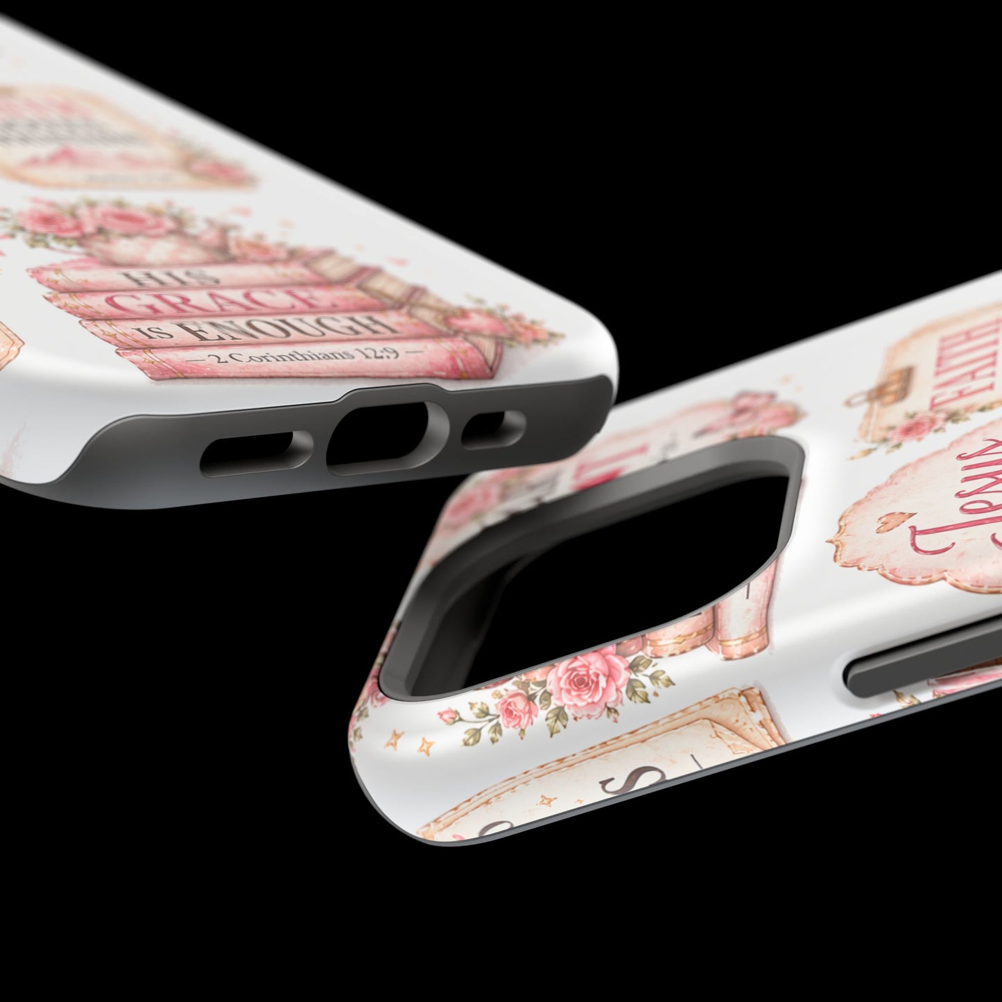 Christian Phone Case - "Fear Not, Faith Moves Mountains, Jesus Saves" Floral Magnetic Impact-Resistant Case