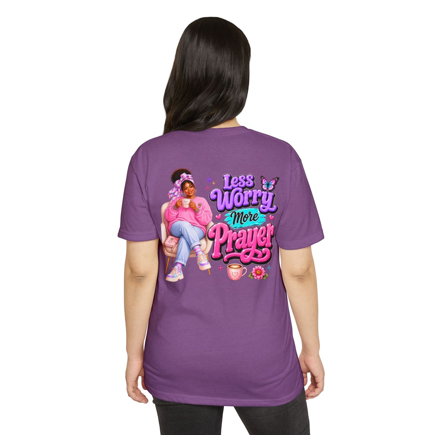 Less Worry More Prayer Tee — Inspirational Christian Graphic T-Shirt