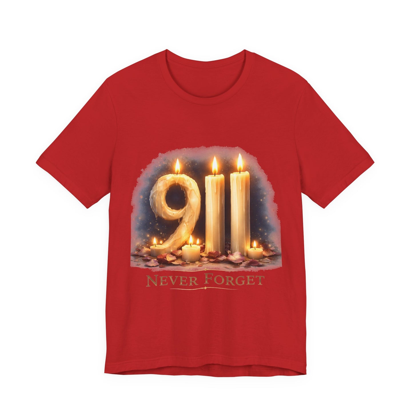 9/11 Never Forget T-Shirt – Memorial Candle Tribute Tee