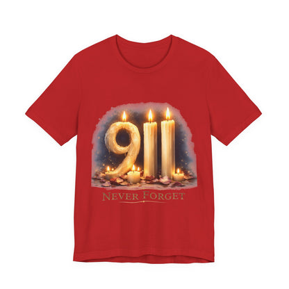 9/11 Never Forget T-Shirt – Memorial Candle Tribute Tee