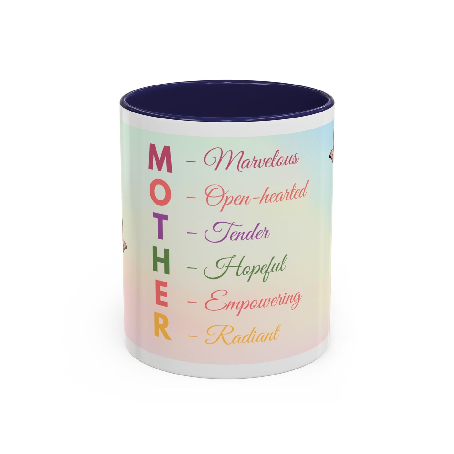 Mother Acronym Coffee Mug — Pastel Butterflies Mother Definition Gift (11/15oz)