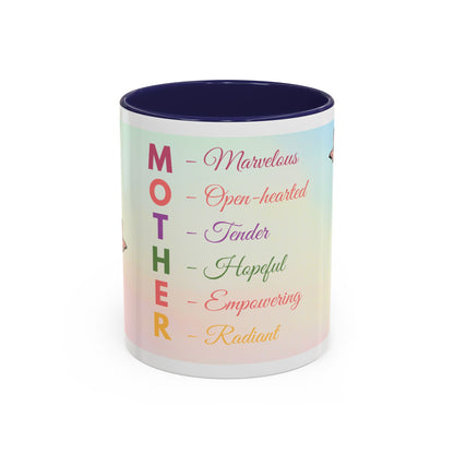Mother Acronym Coffee Mug — Pastel Butterflies Mother Definition Gift (11/15oz)