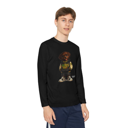 Youth Long Sleeve Tee — 'Lil Black Lab' Cute Puppy Graphic Shirt