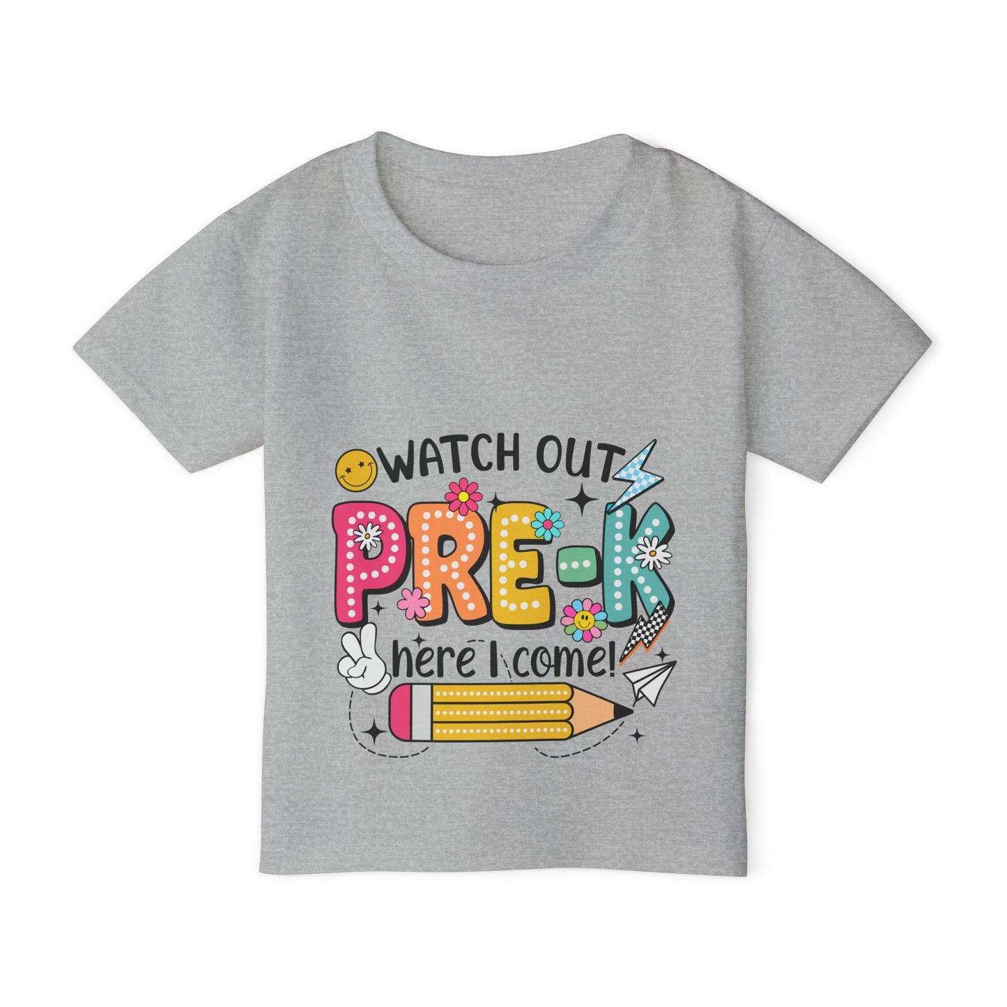 Toddler T-Shirt — "Watch Out Pre-K Here I Come!" Back-to-School Graphic Tee