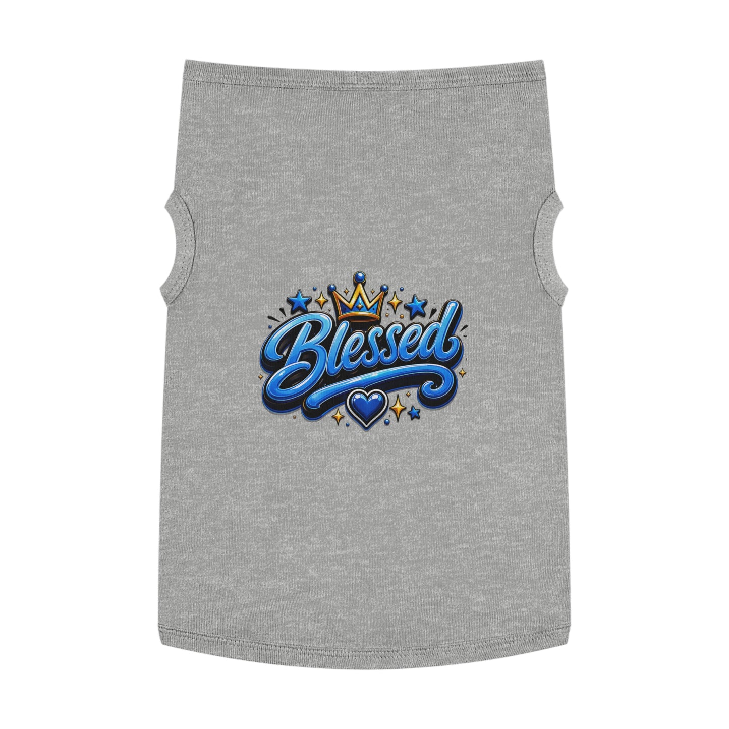 Blessed Pet Tank Top - Blue Crown & Heart Puppy Shirt