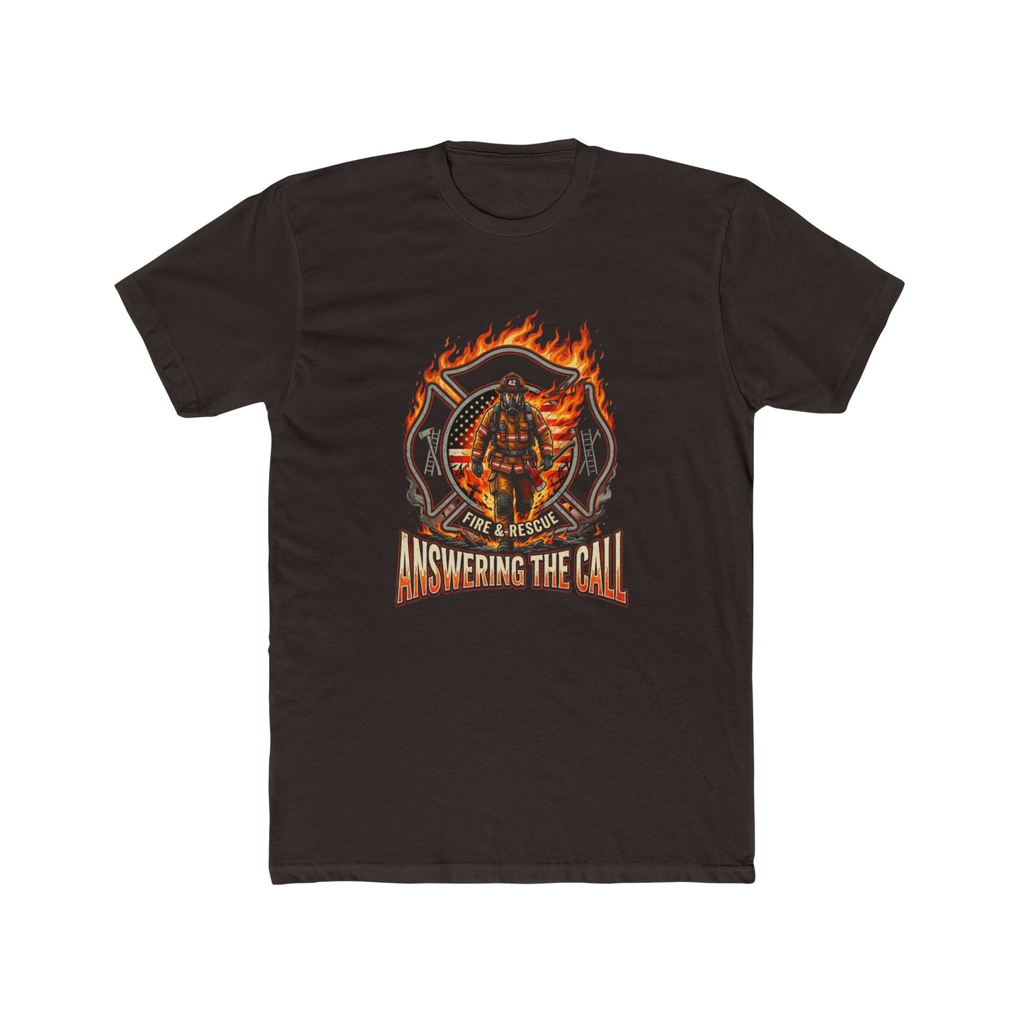 Firefighter T-Shirt - 'Answering the Call' Flame Rescue Crew Tee