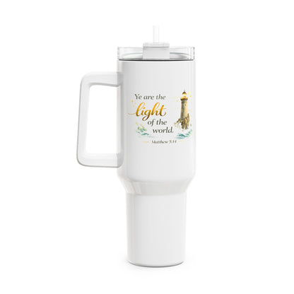 40oz Inspirational Lighthouse Tumbler — "You are the light of the world" Christian Travel Mug