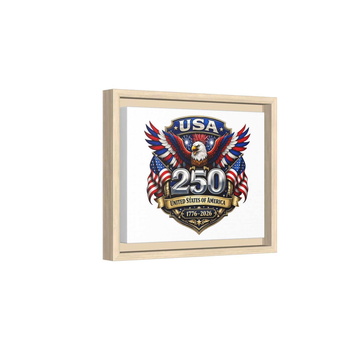 USA 250 Anniversary Framed Canvas — Patriotic Eagle 1776–2026 Wall Art
