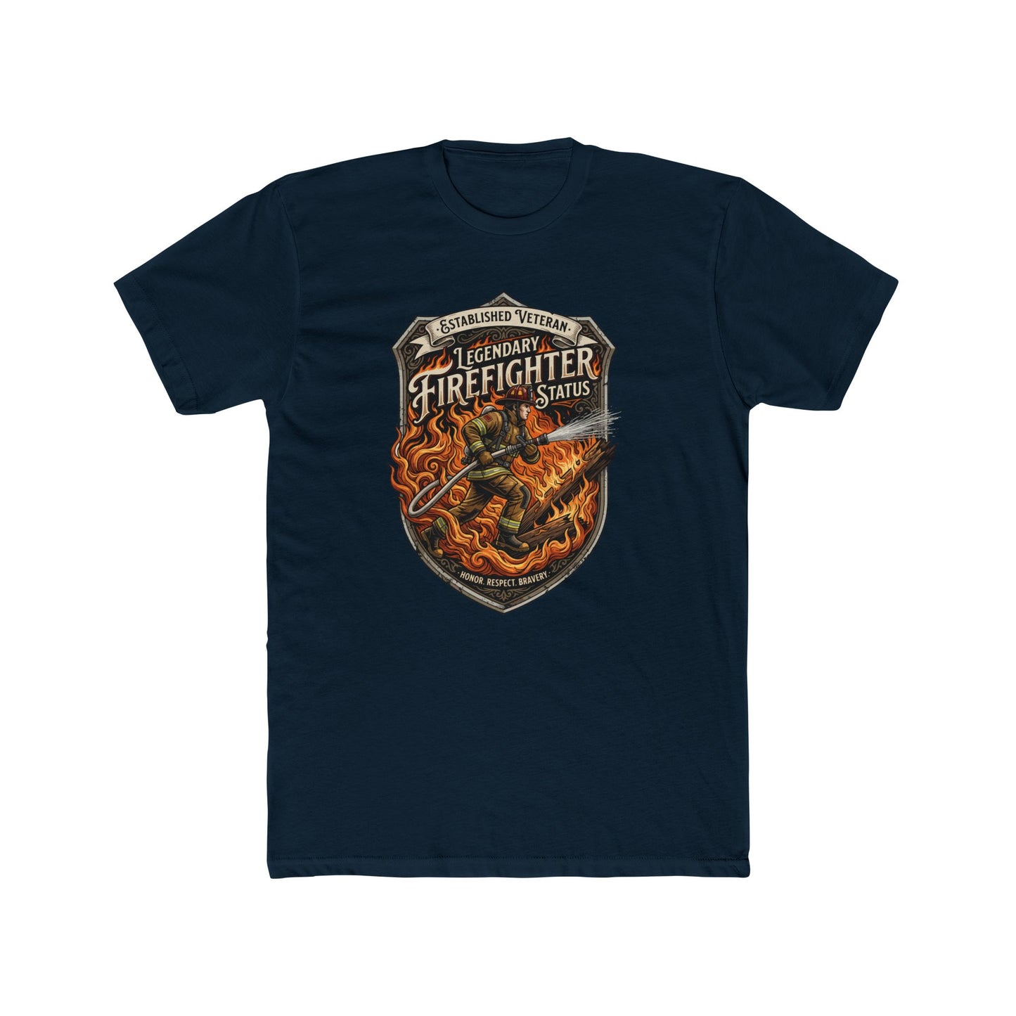 Firefighter Badge T-Shirt — Legendary Firefighter Status Graphic Tee