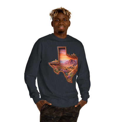 Texas Sunset Crewneck Sweatshirt — Scenic Lone Star State Landscape