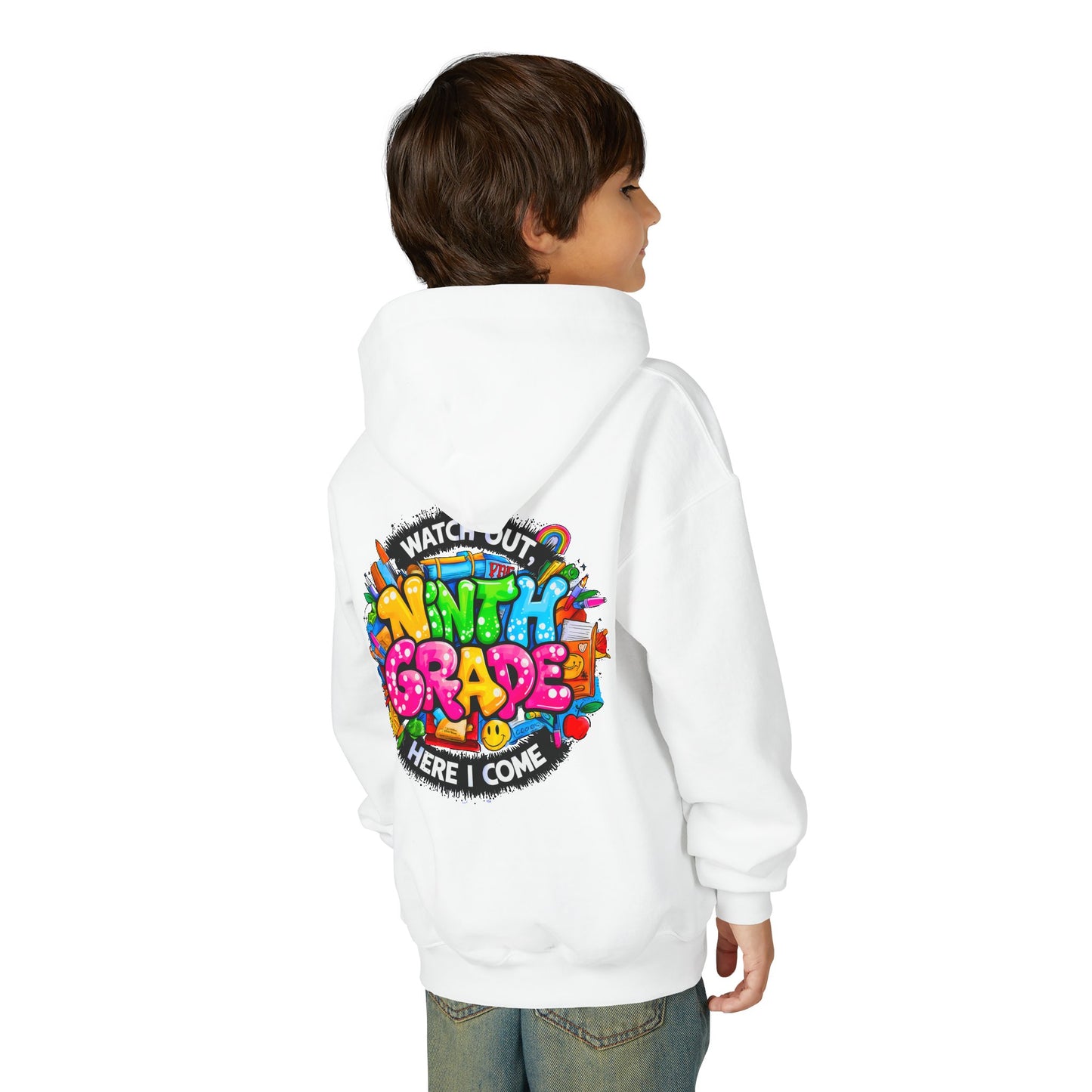 Kids' 4th Grade Hoodie – "Watch Out 4th Grade Here I Come" Colorful Back-to-School Sweatshirt