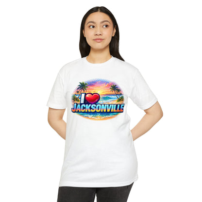 I  Jacksonville Beach T-Shirt — Retro Sunset Palm Vacation Tee