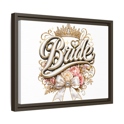 Framed Bride Canvas Wall Art — Elegant Bridal Crown & Floral Wedding Decor