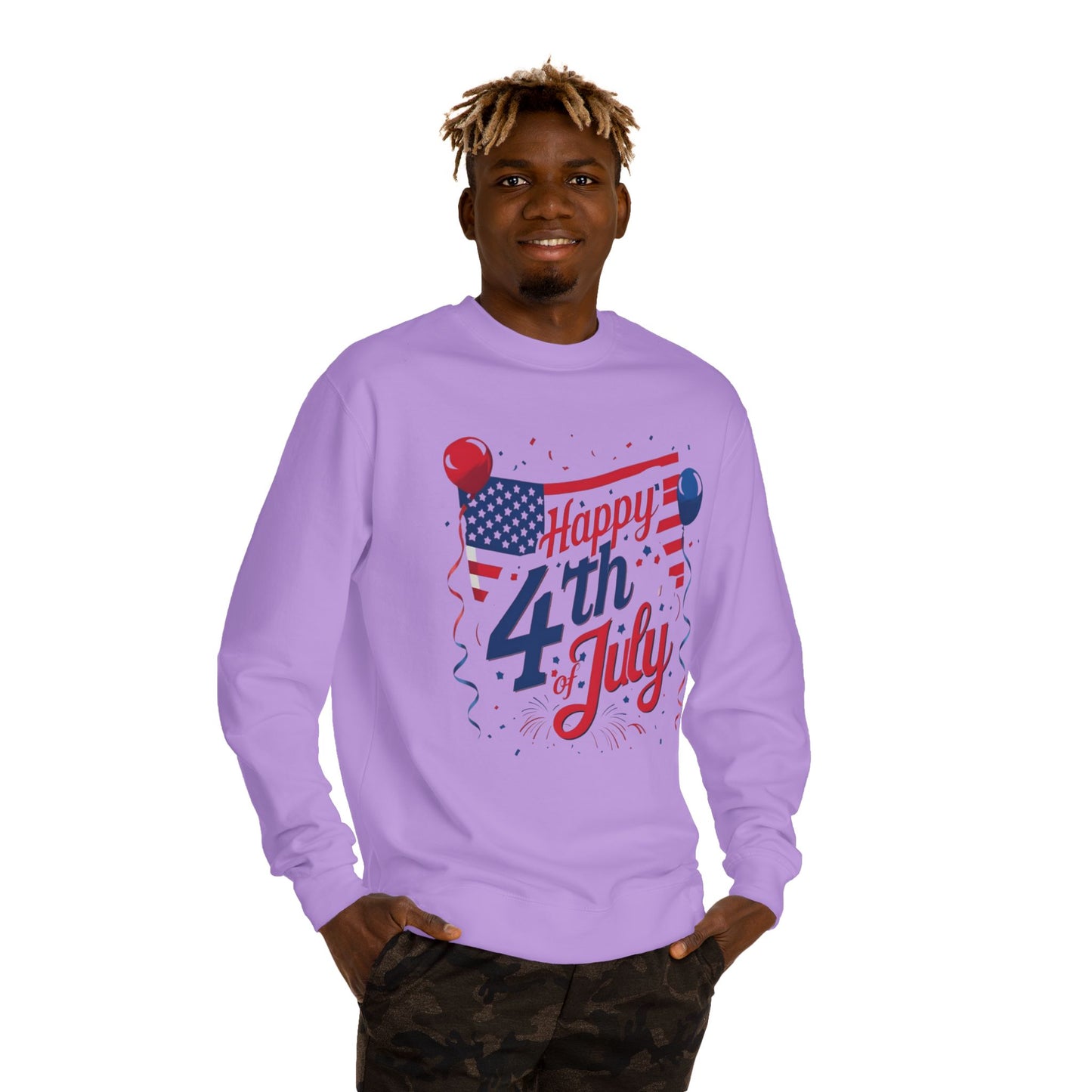 Happy 4th of July Crewneck Sweatshirt — Patriotic American Flag Design