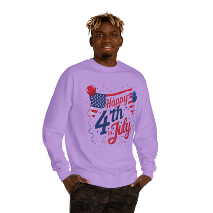 Happy 4th of July Crewneck Sweatshirt — Patriotic American Flag Design