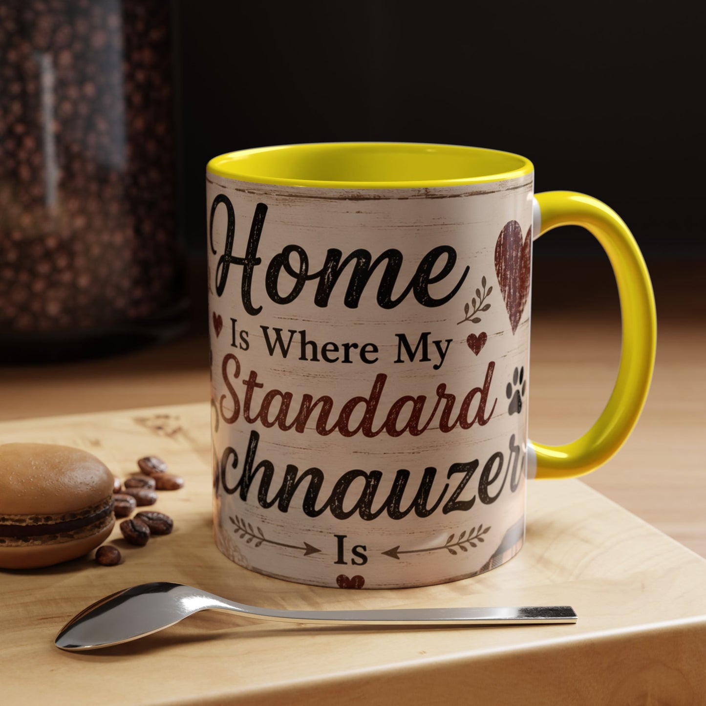 Standard Schnauzer Accent Coffee Mug — "Home Is Where My Standard Schnauzer Is"