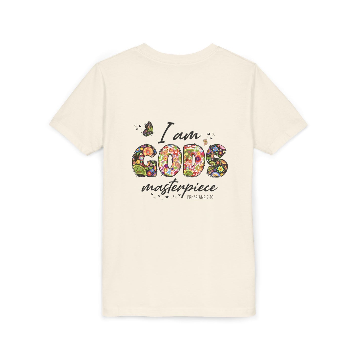 I Am God’s Masterpiece Youth Tee — Floral Christian Inspirational Shirt