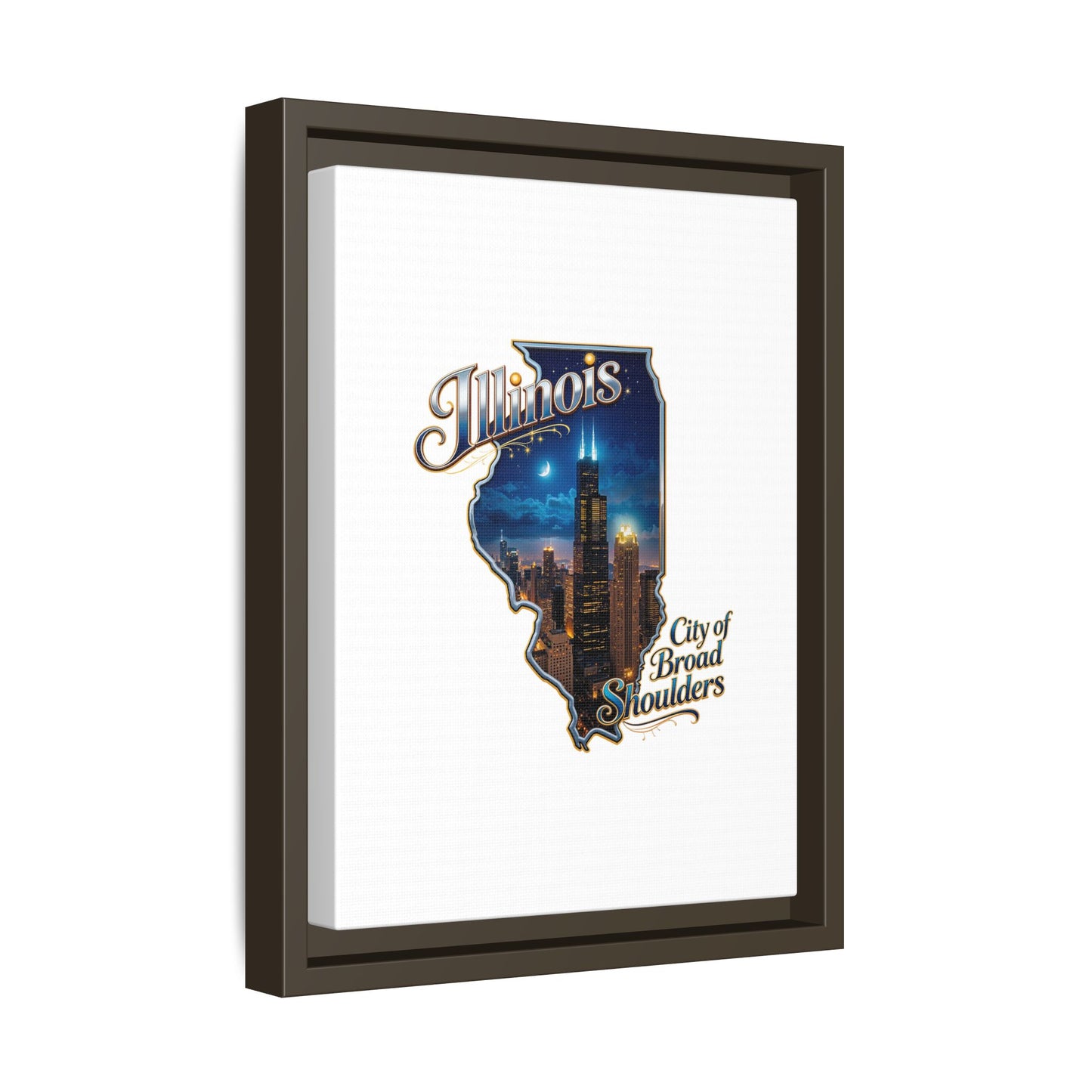 Illinois City of Broad Shoulders Matte Canvas Framed Wall Art